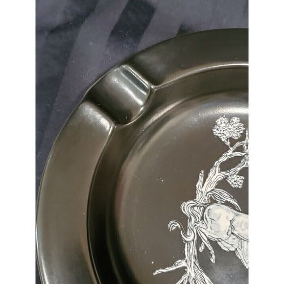 VINTAGE MCM RARE CROWN DEVON PEGASUS BLACK ASHTRAY TRINKET DISH ENGLAND 1960s - Picture 5 of 12